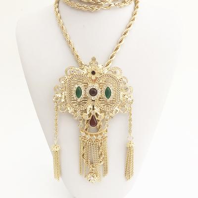 China France Ethnic Algerian Libya Sweater Chain Necklace Big Longer Bold Chain Pendant Fashionable Crystal Necklace For Women Sweater for sale