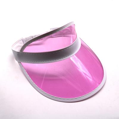 China Character Ladies Protective Beach Plastic Transparent UV Sun Protect Visor Hat Pink for sale