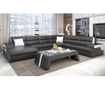 China Adjustable modern leather sofa design home furniture leather sofa set (height) corner living room sofa for sale