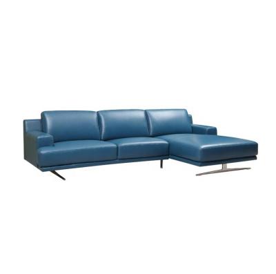 China Modular Italian L Shaped Blue Leather Office Sofa Set Couch Living Room Sofa Furniture for sale