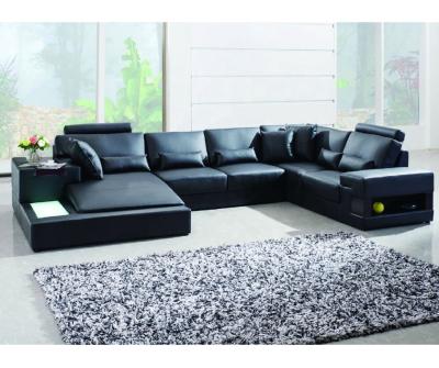 China Modular Chinese Leather Sofa Black Leather Living Room Sofa Set for sale