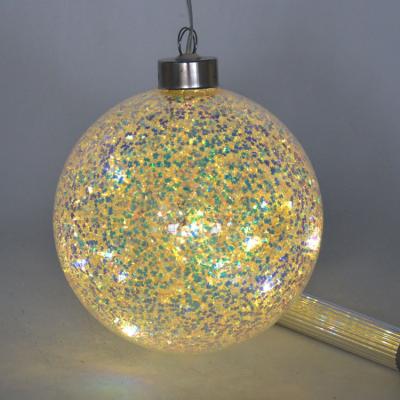 China Europe Hot Sale LED Lights Glass Ball With Colorful Sequins For Christmas Decoration for sale