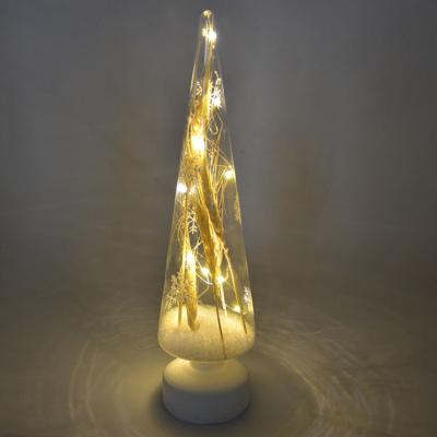 China Christmas Decoration Or Gift Led Light Glass Christmas Tree With Straw Decoration for sale