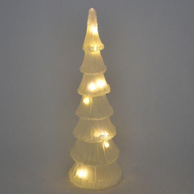 China Christmas Decoration Or Gift White Glass Christmas Tree With Led Light For Christmas Decoration for sale