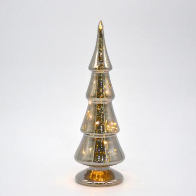 China Christmas Decoration Or Gift Glass Christmas Tree With Led Light Decoration for sale