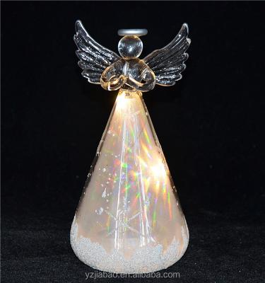 China Europe Clear Glass Angel With Laser Film Hanging Christmas Tree Decoration for sale