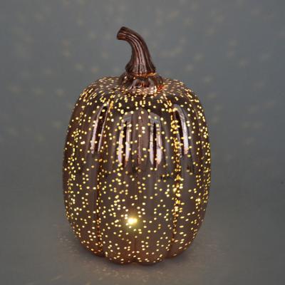 China Tall Europe Led Light Glass Pumpkin For Halloween Decoration for sale