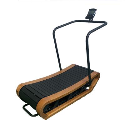 China Commercial manual treadmill solid wood caterpillar curved indoor gym and household unpowered walking treadmill for sale