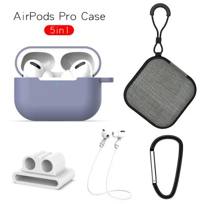 China Luxury Case ForAirPods Pro Case Anti-cord Loss Storage Bag Protective Silicone 5 Pieces Case Anti-Drop ForApple BT Earphone Case for sale