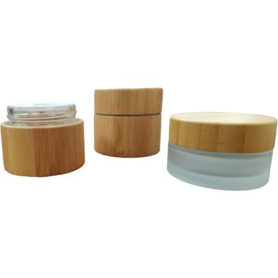 China Cosmetic eco-friendly bamboo cream jar with bamboo lid cosmetic packaging for sale