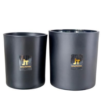 China Chemical Luxury Customization 8oz Logo Matt Black Glass Empty Candle Jars With Lid for sale