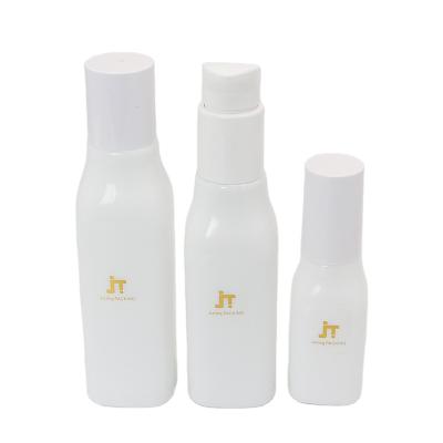 China Business Sample Square 40ml Porcelain Pump Bottle Chemical Free Empty White Cosmetic For Face Cream for sale