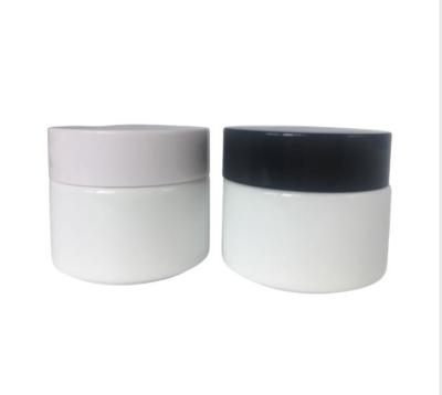 China JT-BC005 fashion cosmetic hot sale white ceramic cosmetic jars with white black plastic lid factory price for sale