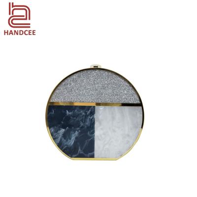 China HC-718 Acrylic Customize High Quality Party Acrylic Evening Clutch Bags Round Shape Acrylic Clutch Purses For Women for sale