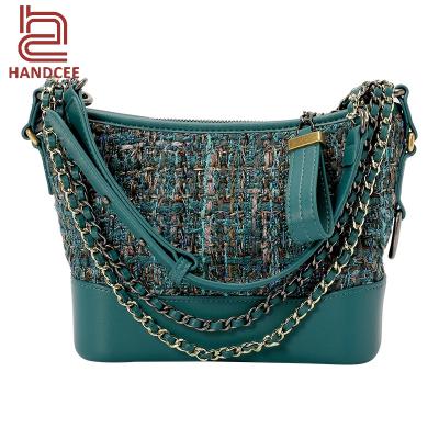 China Newest Design High Quality Designer Women Luxury Green Ladies Shoulder Leather Bucket Bag for sale