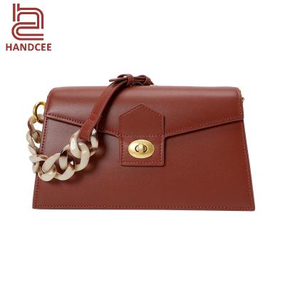 China High Quality Designer Fashionable Women Acrylic Chains Luxury Genuine Leather Single Shoulder Bag for sale