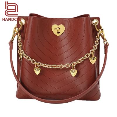 China High Quality Factory Produce Luxury Handmade Genuine Leather Women Bucket Bag for sale