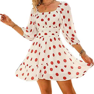 China Dot Chiffon Dress Casual Girls Customized Anti-Static Clothes Women Summer Clothes For Women for sale