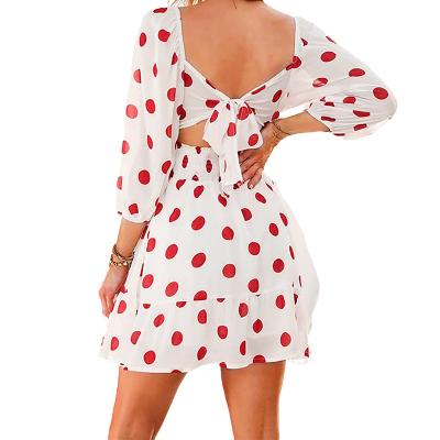 China High Quality Chiffon Loose Dress Dot Summer Dresses 2022 Soft Cute Washable Polka Dot With Ruffles for sale