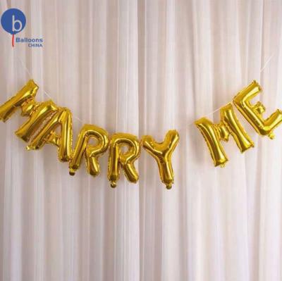 China Party Decoration 16inch Marry Me Wedding Foil Balloon For Party Decoration Inflatable Air Balloon Globos Valentine's Day Engagement Balloon for sale