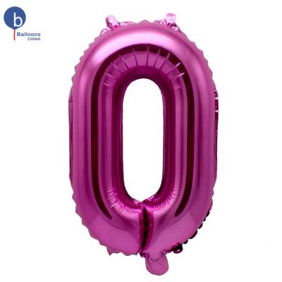 China 16 inch pink color hot sale party decoration balloon factory wholesaler aluminum nylon number balloon for sale