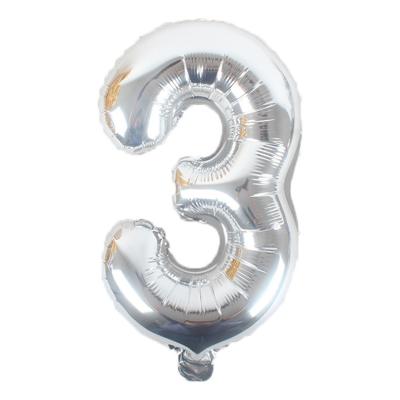 China Advertising Promotion Party Wholesale 16 Inch Globos Number Shaped Balloons 16inch Foil Balloon Silver Number Balloons for sale