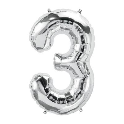 China Party Decoration Birthday Party Wedding Decoration 40 Inch Letters 1-8 Numbers Silver Foil Balloons for sale