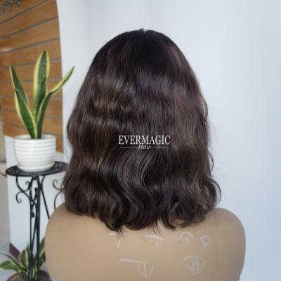 China Wholesale Super High Quality Virgin Hair Wave Stock Human Hair Balayage Real Color 48# Layer NON Short Hair Jewish Wigs Lace Top Wigs for sale