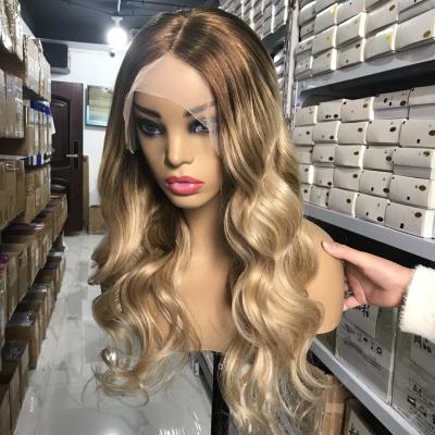 China Loose Lace Front Wig Remy European Transparent Human Hair Wave 13X6 Lace Front Wigs Balayage Luxury Color R116# No Tangle For Women for sale