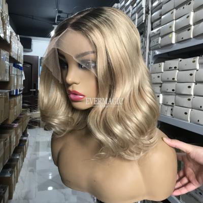 China Luxury Low MOQ Balayage Color R116# Short Lace Front Human Hair Wig European Remy Transparent Lace Wigs No Tangle For Women for sale