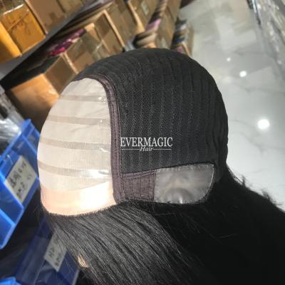 China Best Virgin Silicone Short Human Hair Wigs Super Silk Top Medical Human Hair Wigs Natural Black Wave Color No Shedding For Someone Need for sale