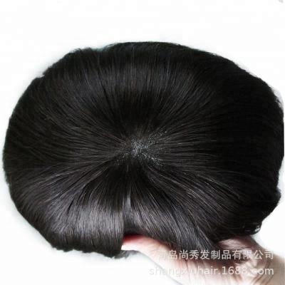 China Wholesale Price Natural Wave Hair Pieces Lace Up Wig System 1B# Natural Black Color Virgin Human Hair Men's Wig Low Hairpiece for sale