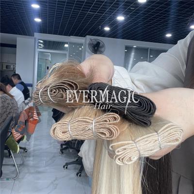 China Straight stock european virgin hair handtied hair weft extensions in different colors handtied hair extensions for sale