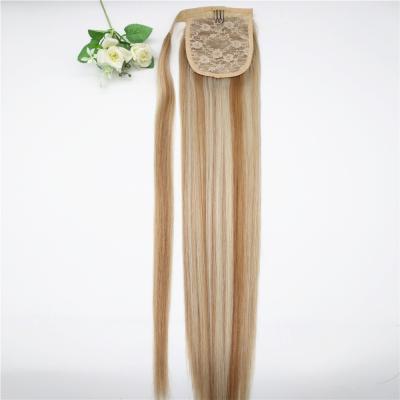 China Silky Straight Blonde Brown Ponytail Extensions Real Wave Remy Virgin Hair Highlight Color Hair Clip In Ponytails for sale