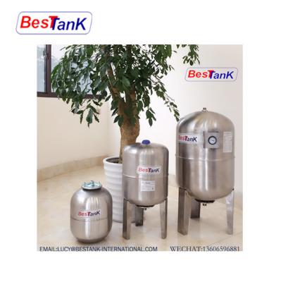 China Building Material Shops BESTANK 2-100Llt Vertical Stainless Steel Pressure Vessel Expansion Tank Pressure Vessel Tank for sale