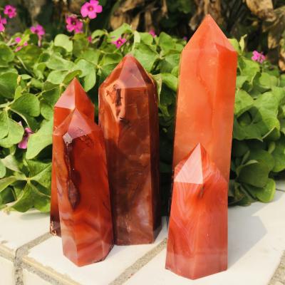 China Wholesale Europe Quartz Crystal Point Agate Red Point Stones Crystal Cutting Crafts for sale