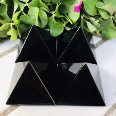 China Wholesale Europe High Quality Natural Obsidian Crafts Handmade Obsidian Folk Pyramids For Decoration for sale