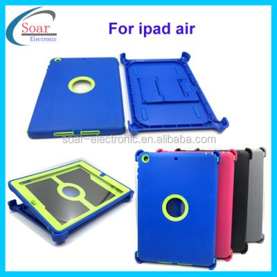 China Plastic heavy duty tablet case for ipad air, shockproof kickstand protective tablet case for ipad air for sale