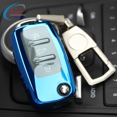 China Fashionable and Super Soft Car Accessories Wholesale Soft Silicone TPU Car Key Case Auto Shockproof Cover Full Gloss Cover Device For VW for sale