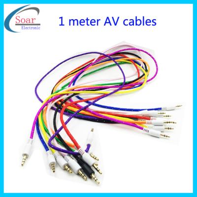 China For AUX auxiliary stereo. 1meter Cable Cord Mobile Phone Mp3 PC Colored Audio Adapters Braided Aux Cable. for PC mp3 mobile phone for sale