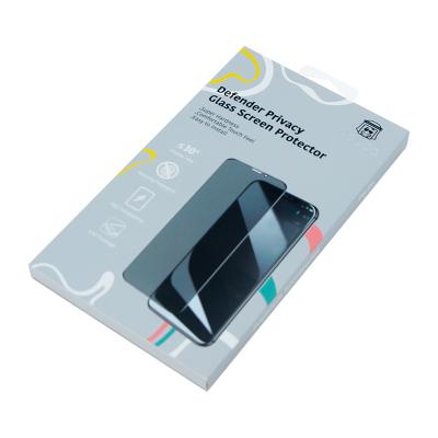 China Recyclable Mobile Phone Tempered Glass Screen Protector Packing Box Custom Design With Hook for sale