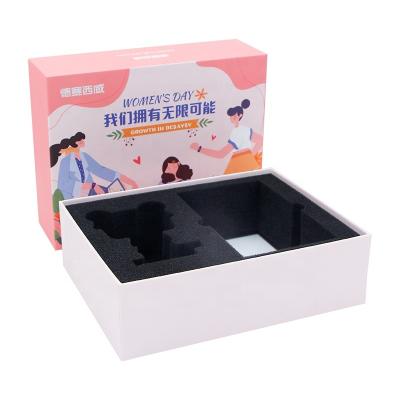 China Recyclable Custom Printing 4C Cardboard Rigid Gift Box Women's Day Beauty Packaging Box With Foam Tray 2022 for sale