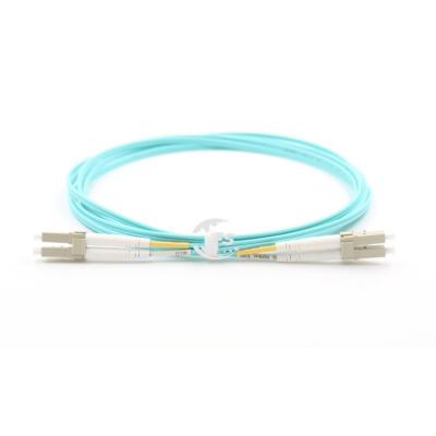 China Other Optical Links LC/UPC Connector Pre-terminated OM4 Fiber Optic Cable 10G LSZH Aqua Jacket Duplex 2.0mm for sale