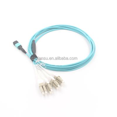 China MPO Female to Uniboot LC 8-Cores OM3 50/125um LSZH Multimode Aqua Fan-Out Optical Patch-Cord om3 #21505SL for sale