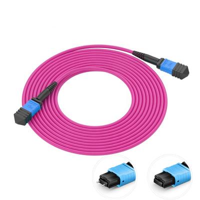 China FTTH Factory Loss Mpo Female 8f 8Core 3.0mm Om4 Low 10 Gigabit Lszh Multimode Fiber Optic Mpo Patch Cord Mpo Cable for sale