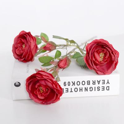 China High Quality Rose Bunch Artificial Flower Real Minimalist 6 Heads Artificial Flowers Silk Camellia for sale