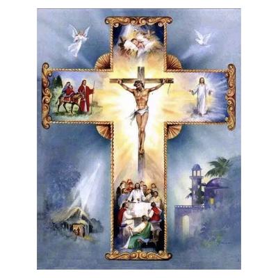 China Dropshipping 5d Diy Diamond Painting Square Round Religious Icons 30*40cm Polyester Canvas Wall Art Decor Jesus Crucifix 3d Diamond Painting Kits for sale