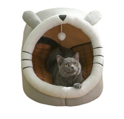 China Factory Price Stocked Customized Comfortable Deep Sleep Around Indoor Warm Plush Cute Winter Pet Cat Cave Bed for sale