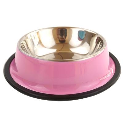 China Wholesale Custom Stainless Steel Dog Cat Puppy Food Water Viable Multi Colors Small Size Logo Double Wall Printed Colorful Pet Bowl for sale