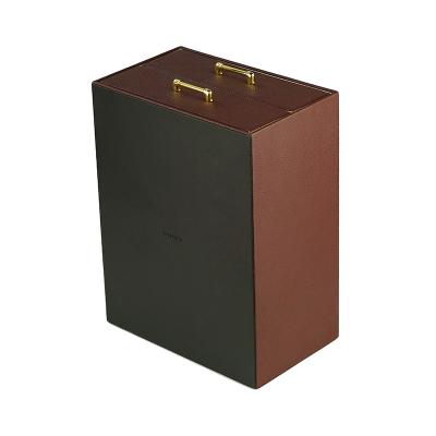 China A4 Size Recyclable Folder 2-Drawer PU Office Document Cabinet Leather Drawer Box For A4 Storage Drawer for sale